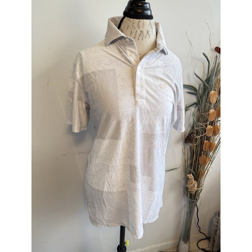 G/Fore Men's Medium Paisley Bandana Print Polo‎ White MSRP $120
